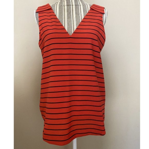 Banana Republic | red and black striped sleeveless top blouse - Picture 2 of 9
